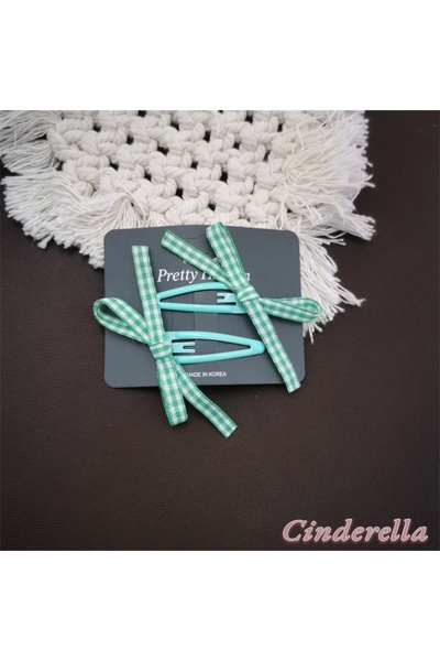 Cinderella Agrafă de păr verde elegantă pentru fete - model cu fundă cu pangl...