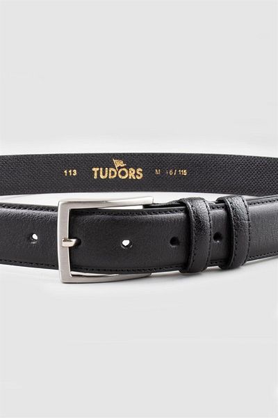 Tudors Ανδρική 100% γνήσιο δέρμα 3,5 εκ. Κλασική μαύρη ζώνη