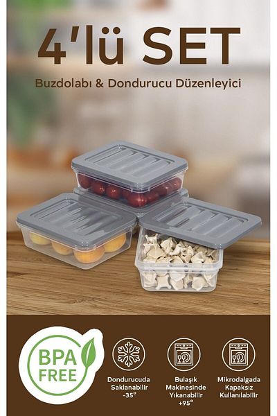 Nesto Home 600 ml 4-Piece Refrigerator Organizer Storage Set
