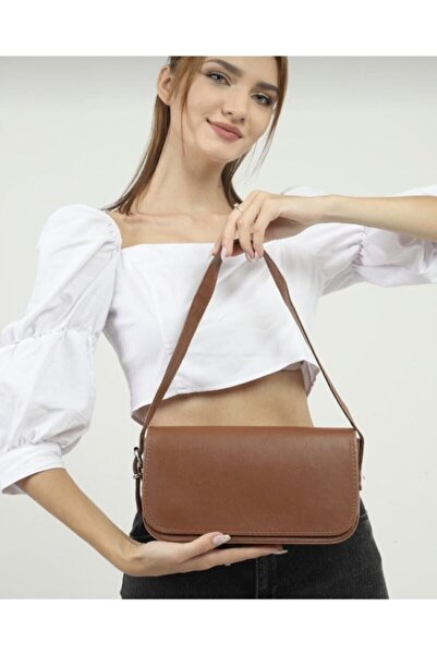 bag&more Kadın Çanta Taba Renk Kapaklı Baget Çanta Classico Baget Modeli