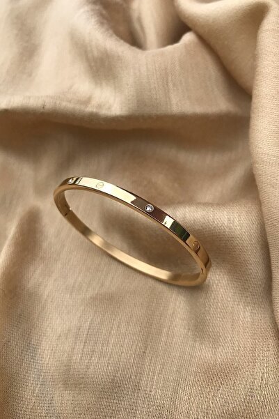 Novon Giyim & Aksesuar . Model A++ Ince Zirkon Taşlı 316l Çelik Üstü Altın Kaplama Bileklik