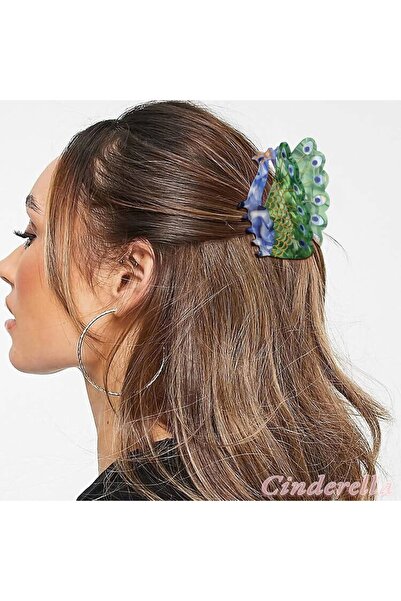 Cinderella مشبك مزلاج ملون على شكل طاووس للموسم الجديد - خلات فاخرة مقاس 8.5 سم