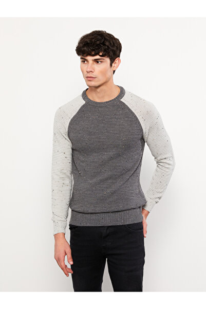 LC Waikiki Strickpullover für Herren – Rundhalsausschnitt, lange Ärmel, Farbblock