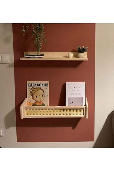 glb decor wood hand made Hazeran Shelf Wooden Wall Shelf