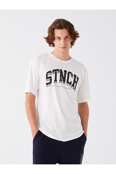 LC Waikiki T-shirt męski z nadrukiem — okrągły dekolt, krótki rękaw