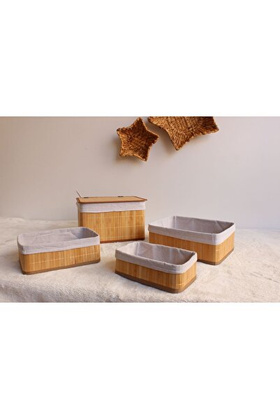 Emeksanatı 4’lü bambu çok amaçlı düzenleyici sepet seti