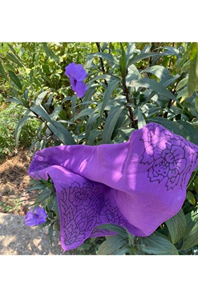 leillART Purple Flower Patterned Cotton Women's Hair Bandana