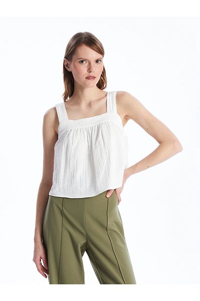 LC Waikiki Crop-Bluse für Damen mit U-Ausschnitt
