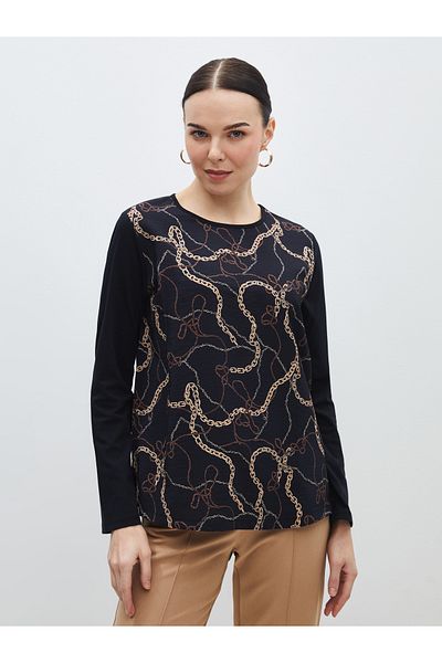 LC Waikiki Patterned Long Sleeve Crew Neck Women's Blouse