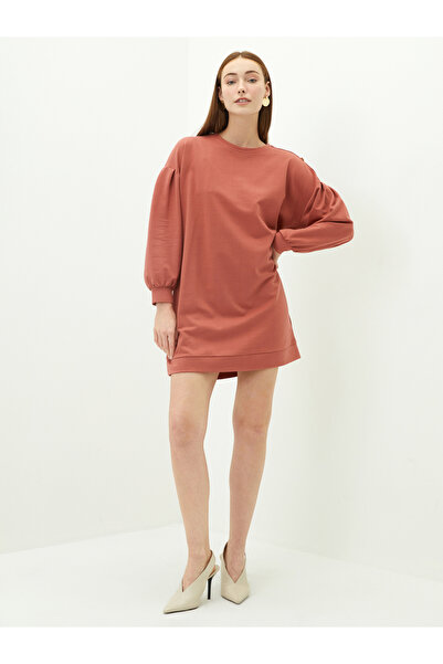 LC Waikiki Dámské šaty – výstřih, pevné, s dlouhým rukávem