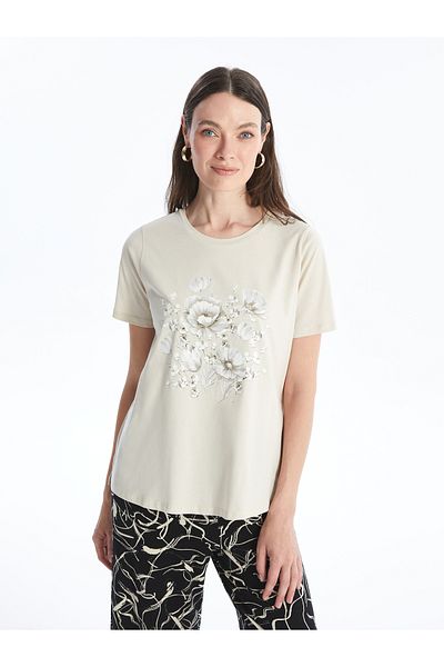 LC Waikiki Women's - Crew Neck Printed Short Sleeve T-Shirt