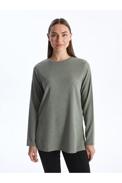 LC Waikiki Women's Tunic - Crew Neck, Solid, Long Sleeve