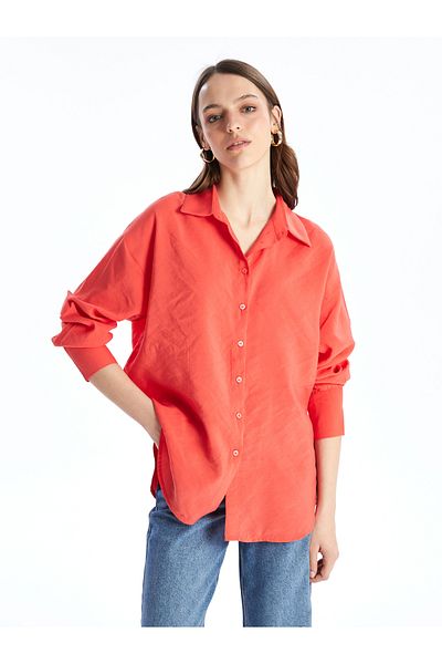 LC Waikiki Μακρυμάνικο ίσιο γυναικείο πουκάμισο oversize