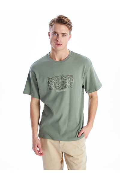 LC Waikiki Printed Men's Combed Cotton T-Shirt - Crew Neck, Short Sleeve