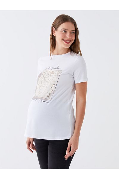 LC Waikiki Μπλουζάκι εγκυμοσύνης - Crew Neck, εμπριμέ, κοντομάνικο