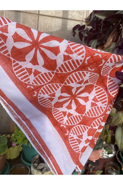 leillART Brown Patterned Cotton Women's Hair Bandana - Handmade