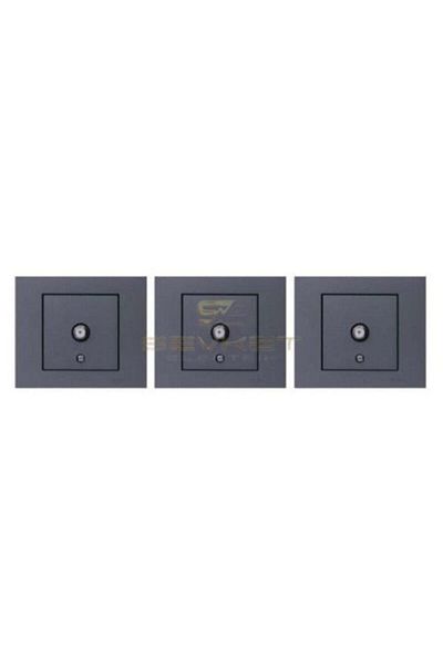 OVİVO 3 Pieces Ovivo Grano Smoked TV Socket F Type 3 Pack (Frame Included)
