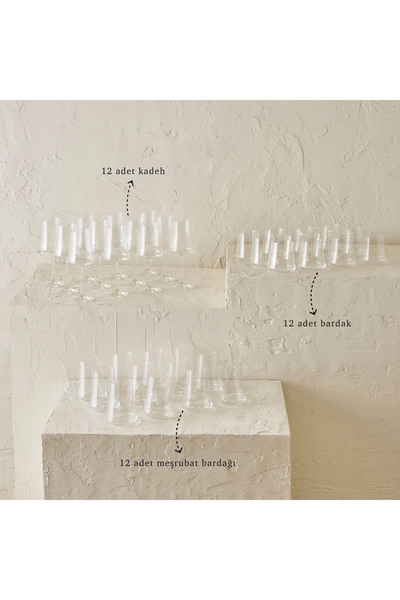 Bella Maison Shape Bardak-Kadeh Seti 36'lı Naturel