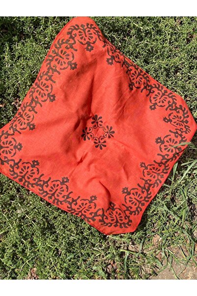 leillART باندانا شعر نسائية قطنية منقوشة باللون الأحمر - صناعة يدوية