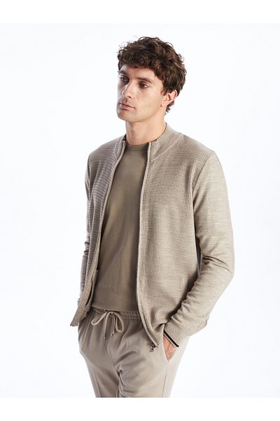 LC Waikiki Ανδρική πλεκτή ζακέτα - Standard Fit, Stand Collar