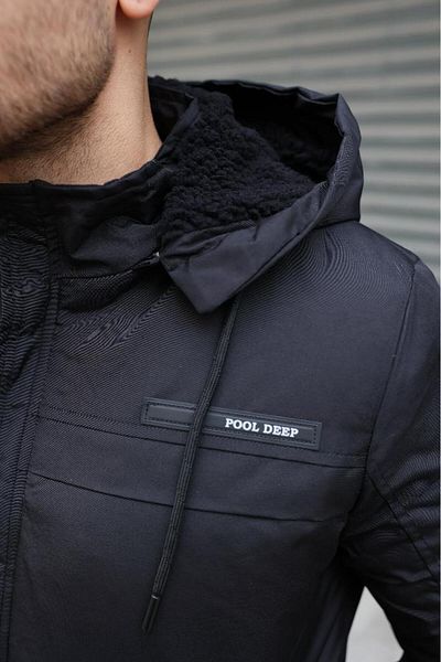 Decas Water and Rain Proof Black Coat - Mirror with Fur Inside