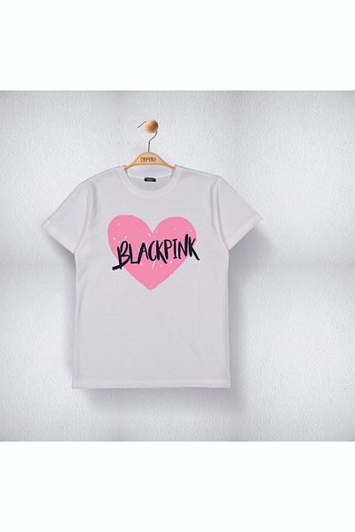 Cevval Fată - Tricou cu inimă imprimat negru și roz