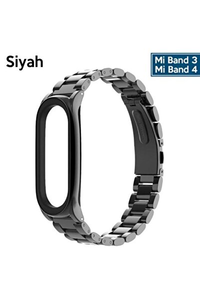 Genel Markalar Mijobs Mi Band 3 Ve 4 Uyumlu Akıllı Saat 3 Bakla Çelik Kayış K...