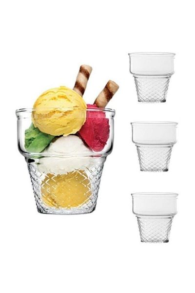 Paşabahçe Ice Cream Bowl Mini Cornet Ice Cream Bowl Set 3 Pieces