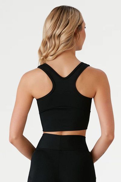 missmaral Cultură neagră, susținută de lumină neagră, acoperită în față, crop top bustieră sport și utilizare zilnică
