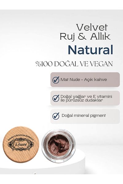 Rosece 7 ml Velvet Cream Lipstick Blush - Blush Matte Nude-Light Brown, Natural Lip Moisturizer, Repairing