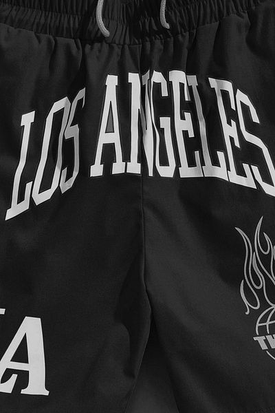 FEEL STYLE Μαύρο βαμβακερό σορτς Los Angeles Premium - 100% αναπνεύσιμο