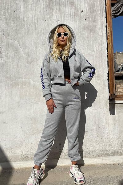 FEEL STYLE Women's Wrst Printed Zippered Karmelange Indigo Premium Tracksuit Set