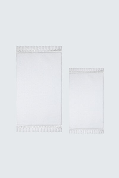 Valery Home Vl Washable Premium Pompom Fringed Non-Slip Base Post Plush Bath Mat Set of 2 White