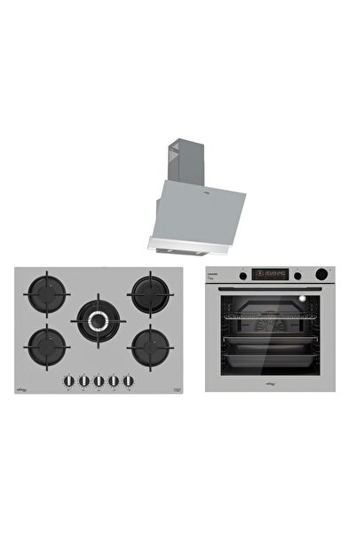 Tommatech TT400 Gri Ankastre Set TDE6003SG Davlumbaz + TAO7001SG Ocak + TAF6003SSP Fırın
