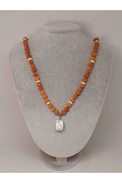 Yasamtohumu سوار ملفوف بقلادة بذور رودراكشا من حجر هاولايت 8 مم (49714)