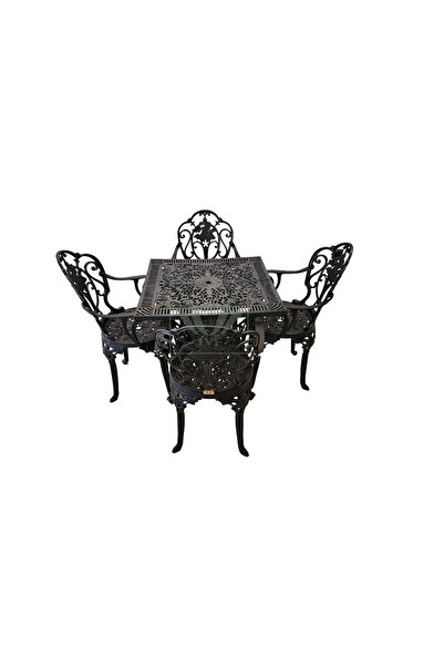 IVF ISPARTA model ferforje görünümlü PLASTİK KARE masa ve sandalye takım 4 sa...