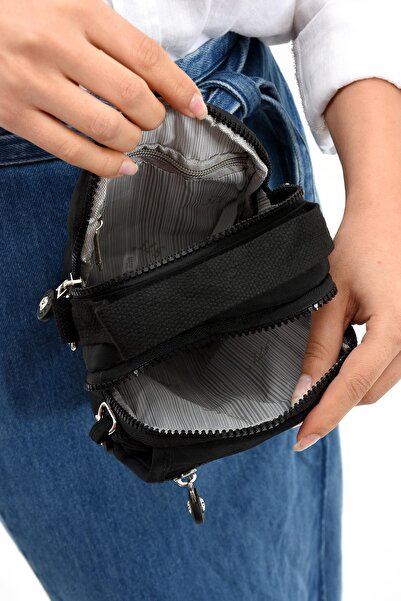 571 Collections Çanta Εξαιρετικά ελαφριά και μαύρη τσάντα Unisex με τσέπη - Σταυρός ιμάντας (Μοντέλο: 571-6K)