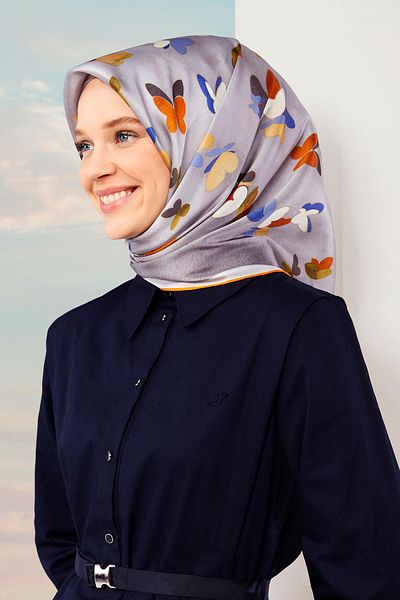 Armine 2024 Spring-Summer Silk Scarf - 9146D-33 Sura Butterfly Model