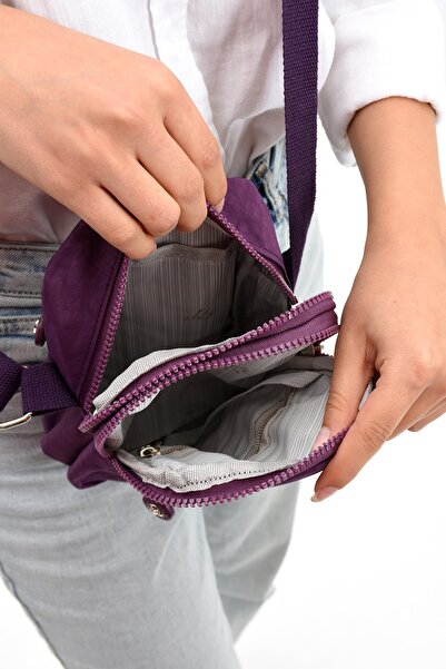 571 Collections Çanta Geantă de umăr reglabilă Purple Cross cu compartiment pentru telefon - 571-12-10A