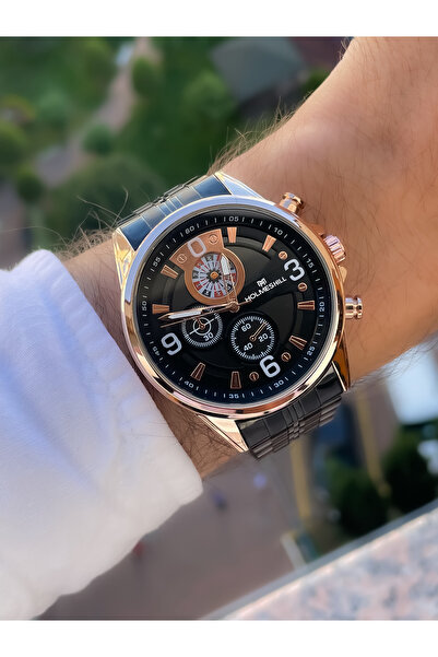 holmes hill Siyah Roz Çelik Kordonlu Erkek Kol Saati