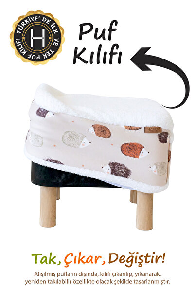 HAMUR Yıkanabilir Puf Tabure Kılıfı Tak-Çıkar-Değiştir-Yenile Orta Sehpa Kılı...