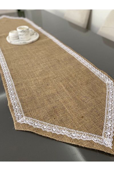 Parla Life 40x120 cm Δαντελένιο Μοτίφ Γιούτα Runner
