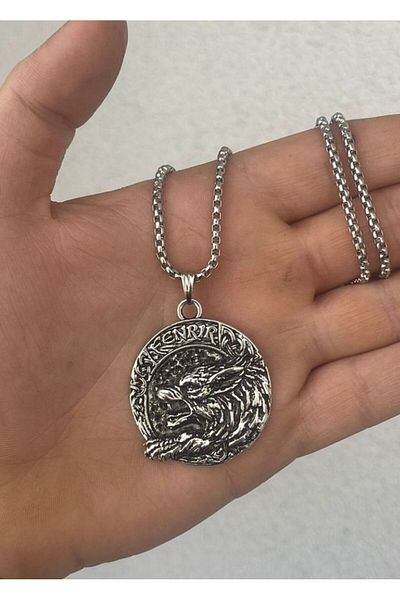 BSN Store Double Sided Viking Wolf and Compass Mythology Necklace