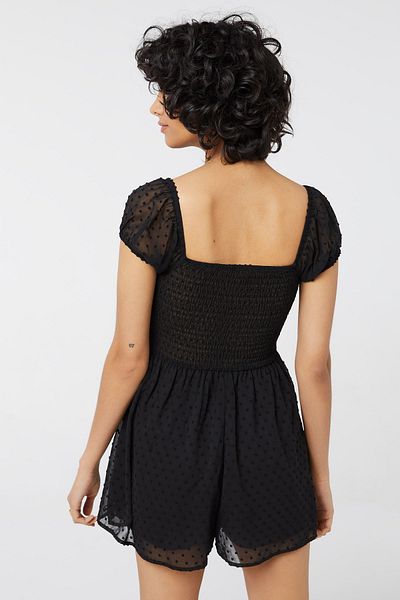 Ardene Smocked-back Swiss Dot Romper
