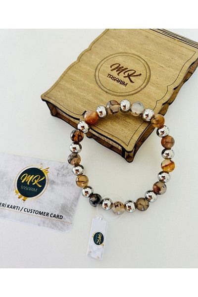 MK tasarım REAL CRAB AGATE STONE BRACELET| IN SPECIAL BOX| CUSTOMER CARD MK.022.006