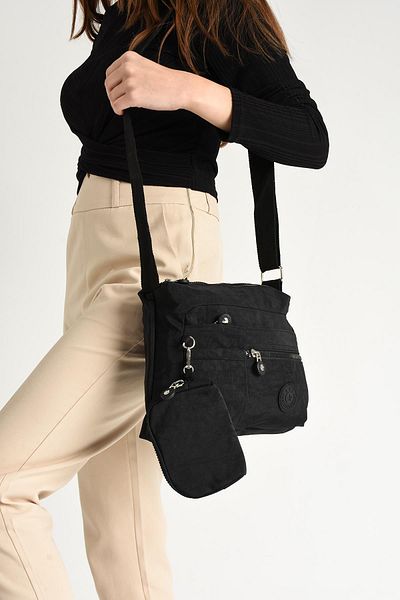 571 Collections Çanta Black Ultra Light Cross Strap Shoulder Bag with Multiple Pockets (Model: 571-6I)