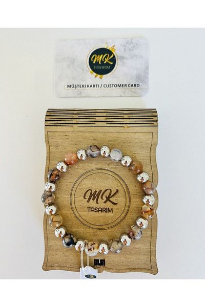 MK tasarım REAL CRAB AGATE STONE BRACELET| IN SPECIAL BOX| CUSTOMER CARD MK.022.006