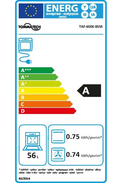 Tommatech TAF6006BSM Ankastre Elektrikli Fırın 60 Cm Siyah Cam