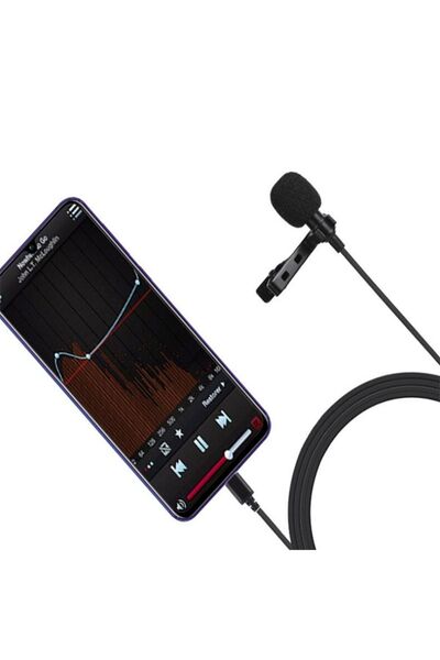 Ally Mobile Puluz Type-c Profesyonel Telefon Youtuber Yaka Mikrofonu 1.5m Uyumlu