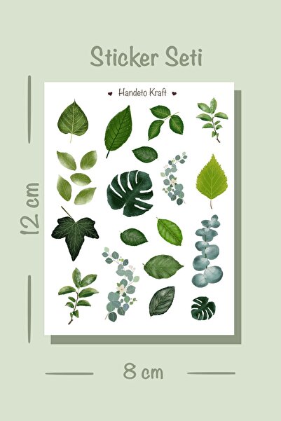 Handeto Kraft Yaprak temalı Sticker Seti, Çıkartma, Scrapbook, Bullet Journal...